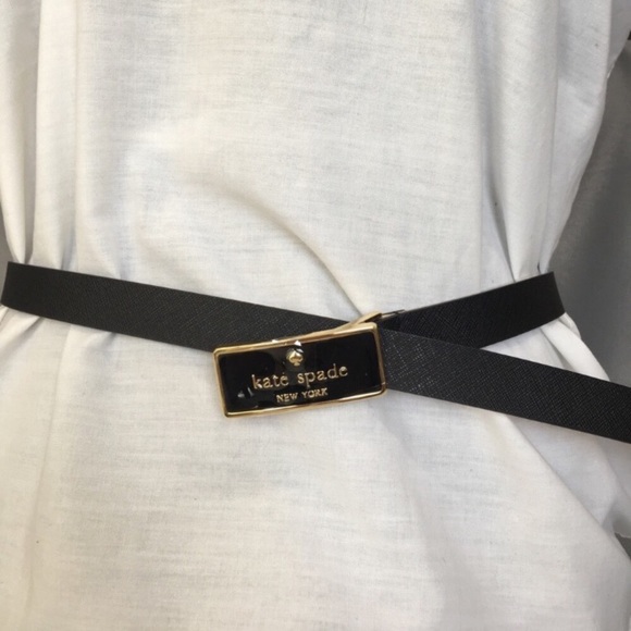 LAST ONE! NWT Kate Spade Black Leather & Gold Belt - Picture 2 of 6